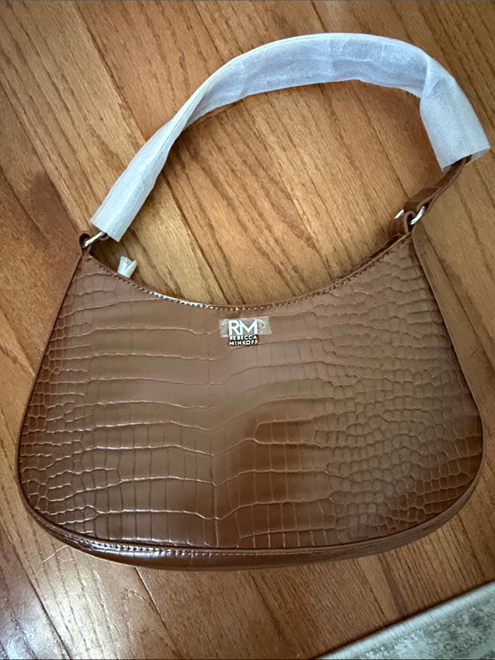 Rebecca Minkoff Tan Croc-Embossed Shoulder Bag